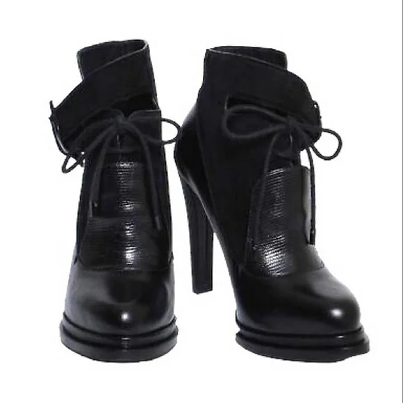 Alexander Wang Black Leather Monique Platform Booties Size 37.5 (7.5) - Picture 3 of 9